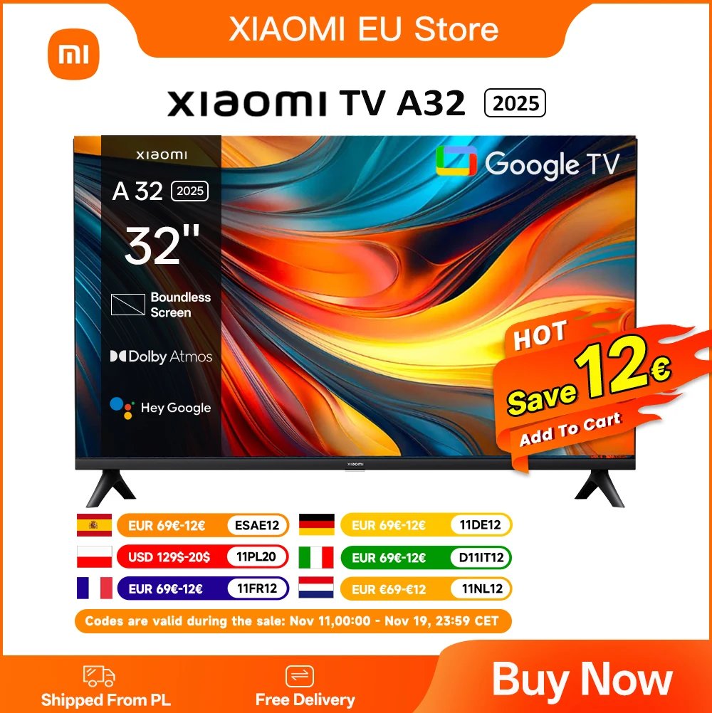 Xiaomi TV A 32, Compact Size With Colorful Screen, Dynamic Sound With Dolby Audio™, DTS-X And DTS Virtual:X, Top-end Metal Fini