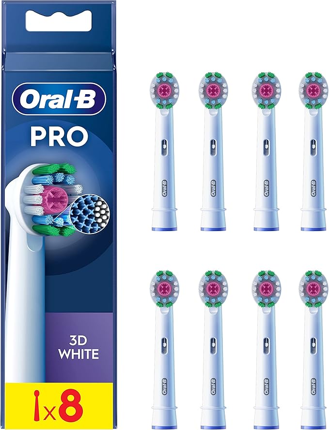 Conjunto 8 cabeças Oral-B Pro 3D White escova elétrica