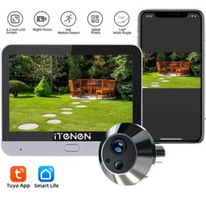 Smart Life Home Security Wireless 2.4G Wifi 3MP Peepholes Door Eye Tuya PIR detection Video Door Camera With 4.3 inch Screen
